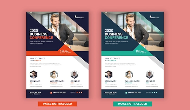 Modern business conference square flyer and social media post layout template