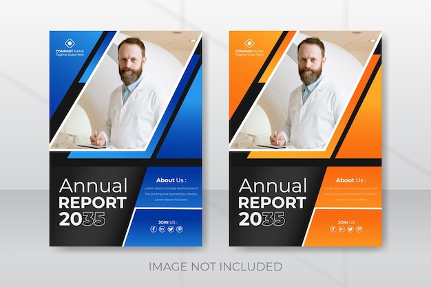 Modern and business corporate annual report template in A4 size