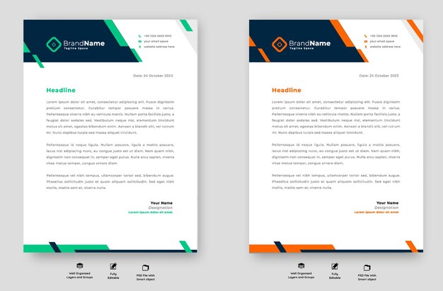 Modern business and corporate letterhead PSD template