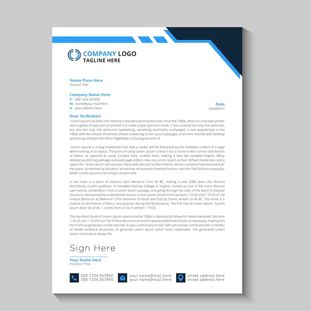 Modern business and corporate letterhead template design