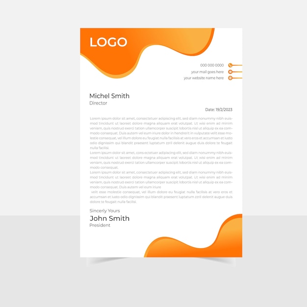 Vector modern business and corporate letterhead template with 3 color