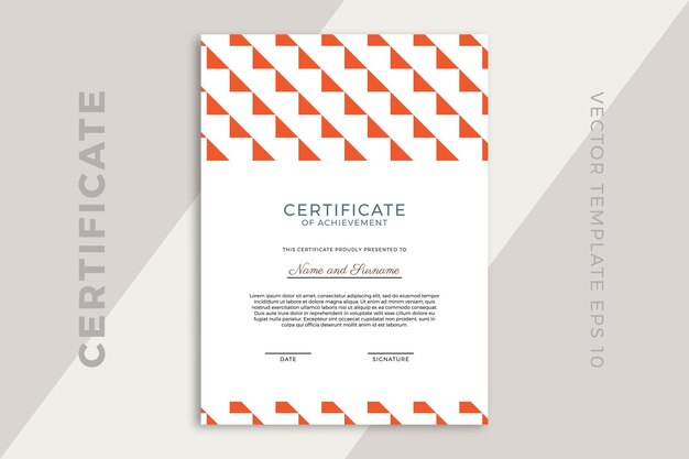 Modern business diploma template for graduation or course completion with creative geometric pattern