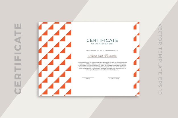 Modern business diploma template for graduation or course completion with creative geometric pattern