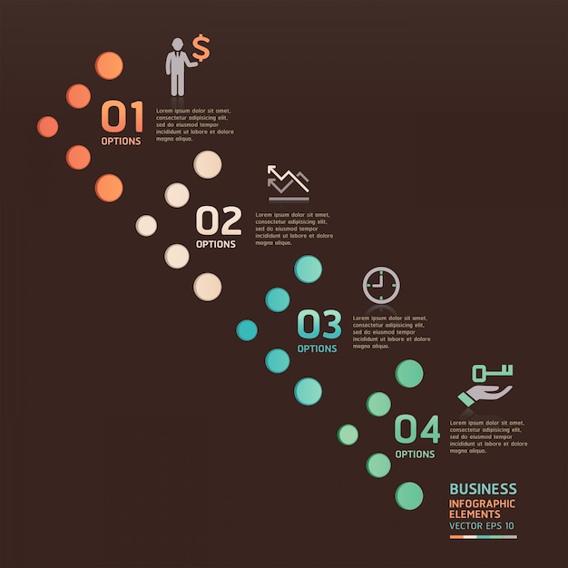 Le opzioni di freccia di punto business moderno possono essere utilizzate per il layout del flusso di lavoro, diagramma, opzioni di numero, web design, infografica.