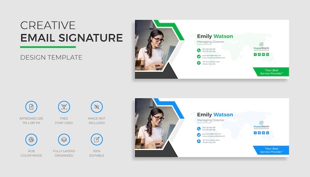 Modern business email signature or email footer or personal social media cover design template