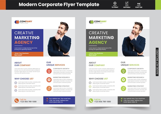 Modern Business Flyer Template or Unique Corporate Flyer Template With Color Combination