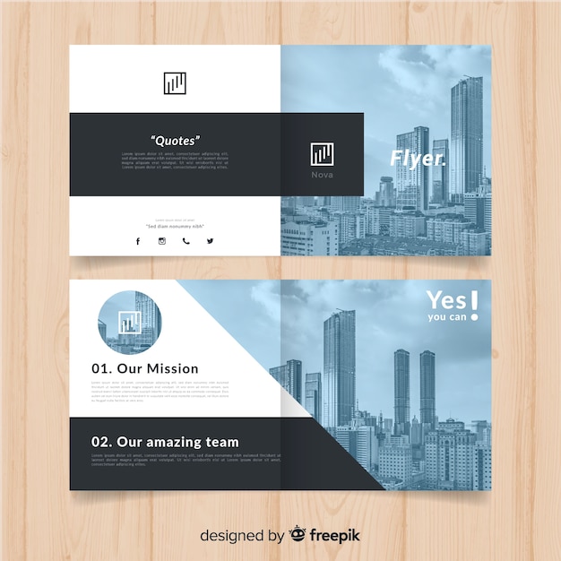 Vector modern business flyer template with flat design