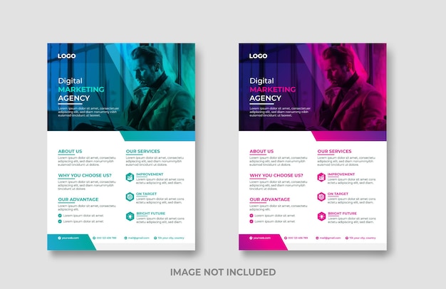 Modern business flyer with creative gradient shape and overlay