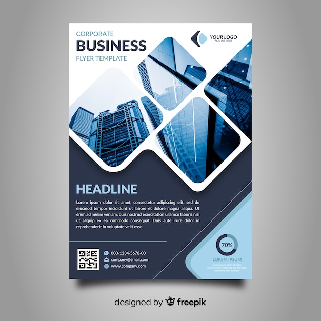 Modern business flyer with photo mosaic