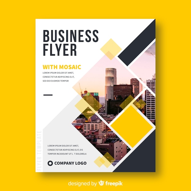 Modern business flyer with photo mosaic