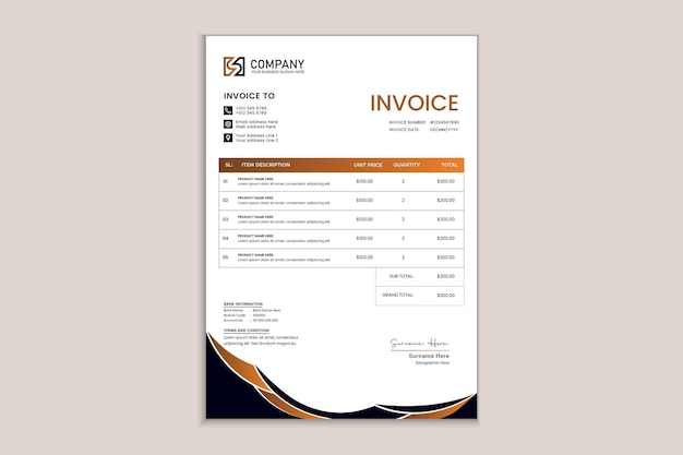 Modern business identity invoice design