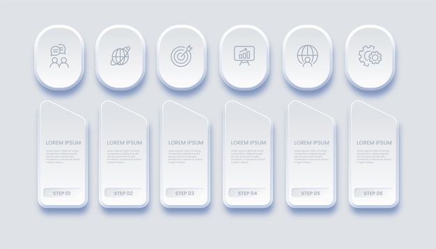 ベクトル 6つのオプションの図とモダンなビジネスインフォグラフィックデザイン