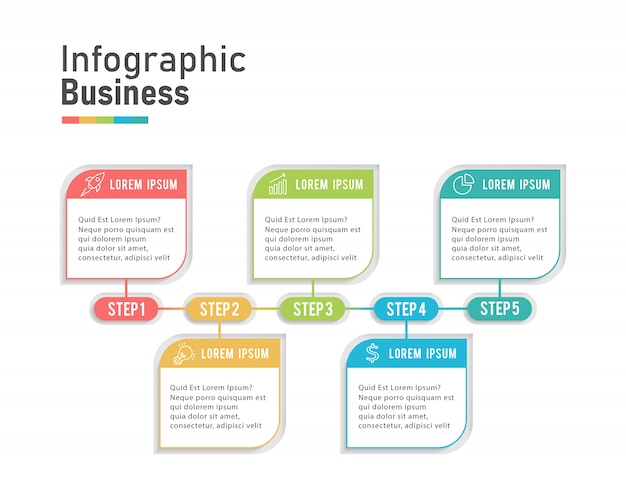 벡터 현대 비즈니스 infographic 5 단계
