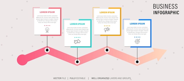 벡터 모던 비즈니스 인포그래픽 (modern business infographic for curved road map timeline template with icons) - 이콘이 있는 구부러진 도로 지도 타임라인 템플릿.