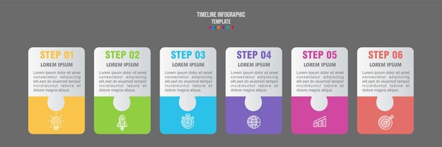 Modern Business Infographic template Infographic design with icons and 6 options or steps