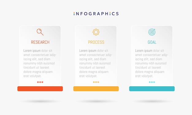 Vector modern business infographic template square shape with 3 options or steps icons