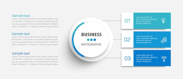 Современный бизнес-инфографический шаблон с 3 вариантами или шагами