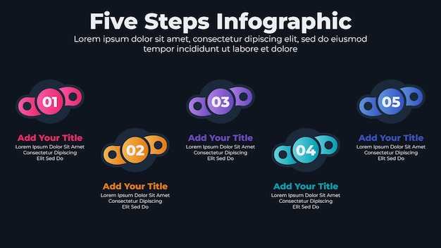 ベクトル 5つのステップまたはオプションを備えた現代のビジネスインフォグラフィックテンプレート
