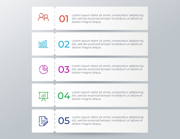 5つのオプションの手順を持つ近代的なビジネスインフォグラフィック