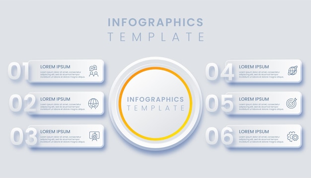 Infografica moderna di affari con l'illustrazione di sei opzioni