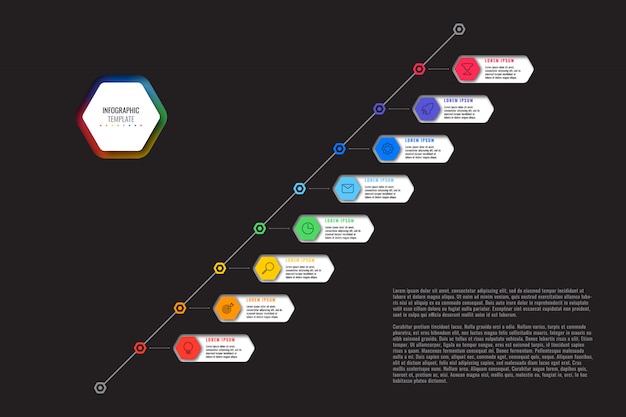 Infografica business moderno con elementi realistici. modello di report aziendale