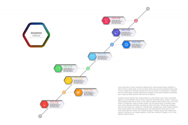 Infografica business moderno con elementi realistici. modello di report aziendale