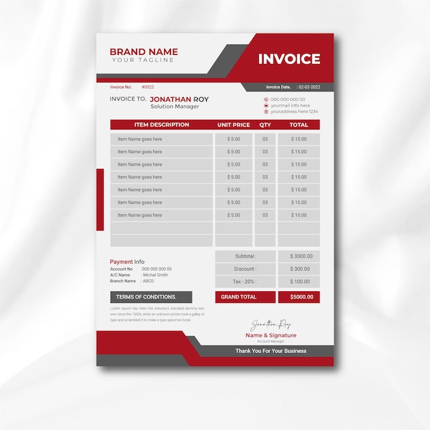 Modern business invoice design a4 invoice templates design premium vector