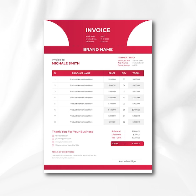 Modern Business Invoice design a4 invoice templates premium vector