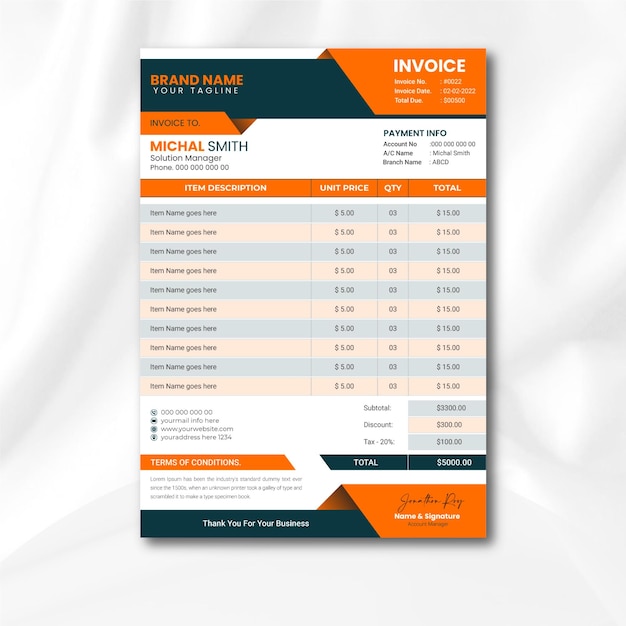 Modern business invoice design a4 invoice templates premium vector