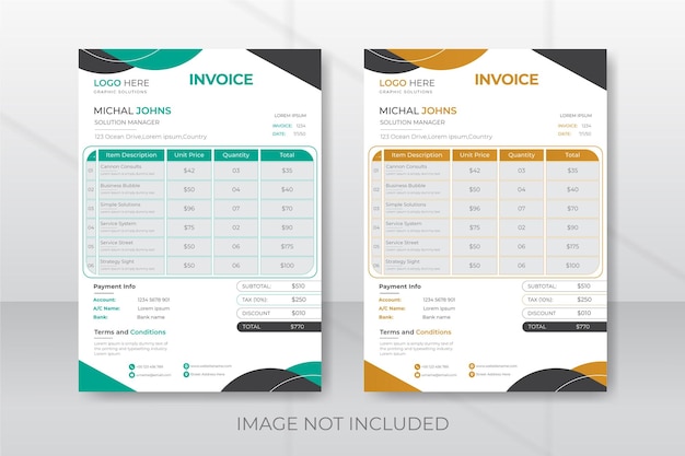 Modern business invoice design and vectior template