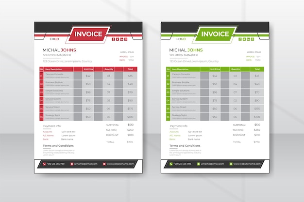 Modern business invoice design and vectior template