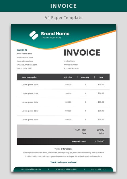 Vector modern business invoice greenish template