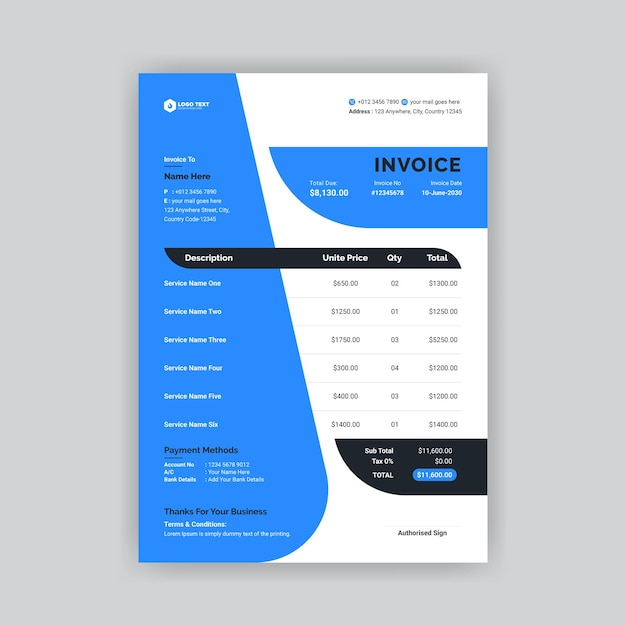 Modern Business Invoice template