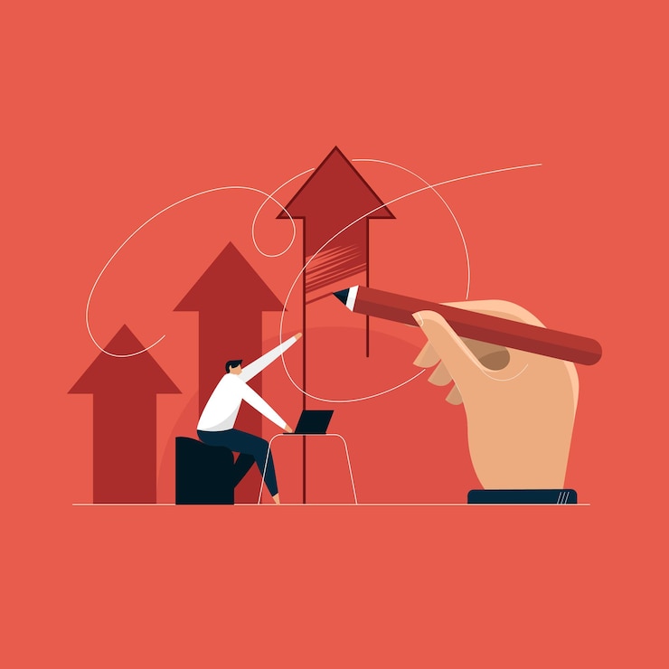 Vector modern business leadership concept, business growth arrow