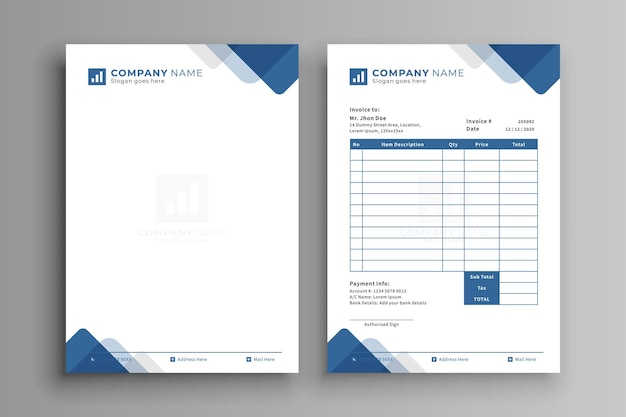 Modern Business Letterhead Invoice Design Template