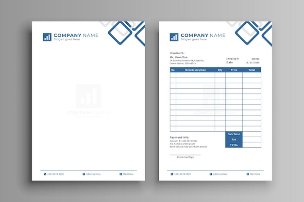 Modern Business Letterhead Invoice Design Template