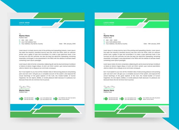 Modern business letterhead template design layout