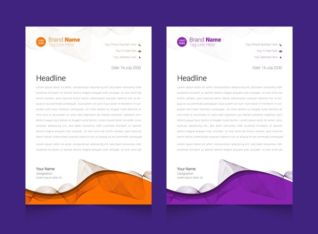 Modern business letterhead template design set