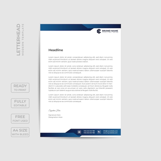 Modern business letterhead template Premium Vector