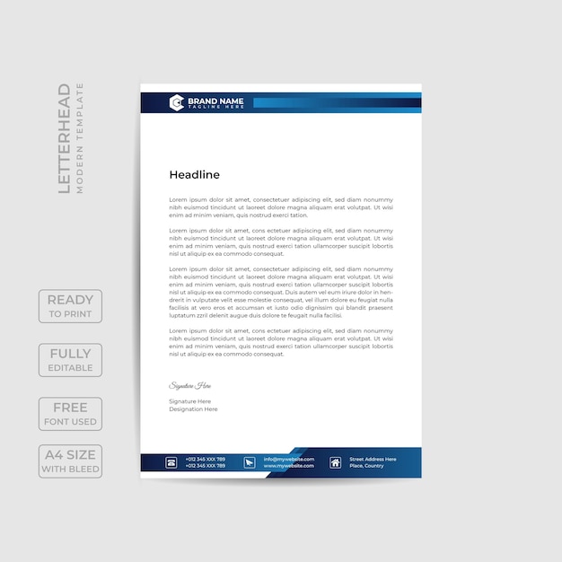 Modern business letterhead template Premium Vector