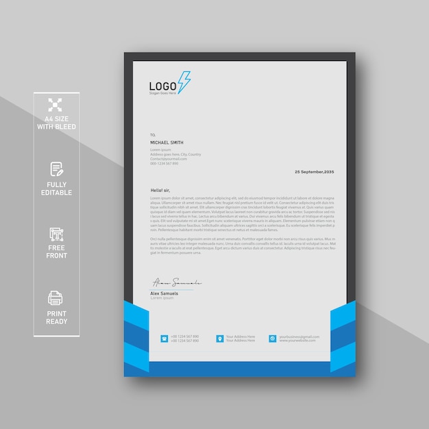 Modern business letterhead template. Professional business letterhead template design