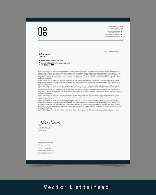 Modern business letterhead template vector a4 letterhead