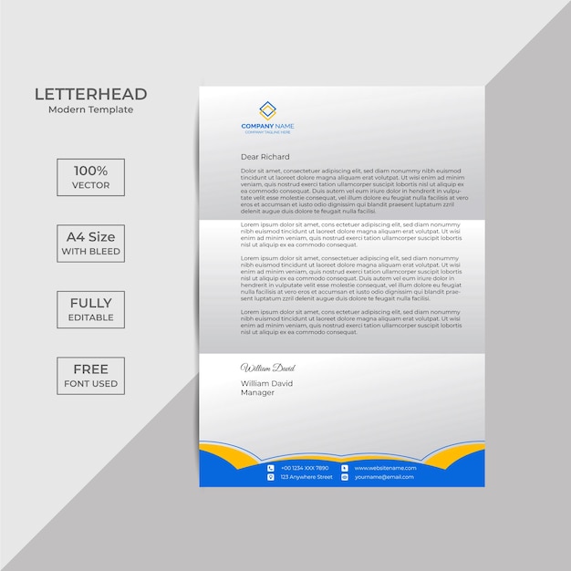 Modern business letterhead template for your business with Free Vector