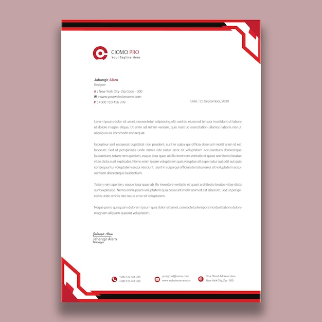 Modern business letterhead template