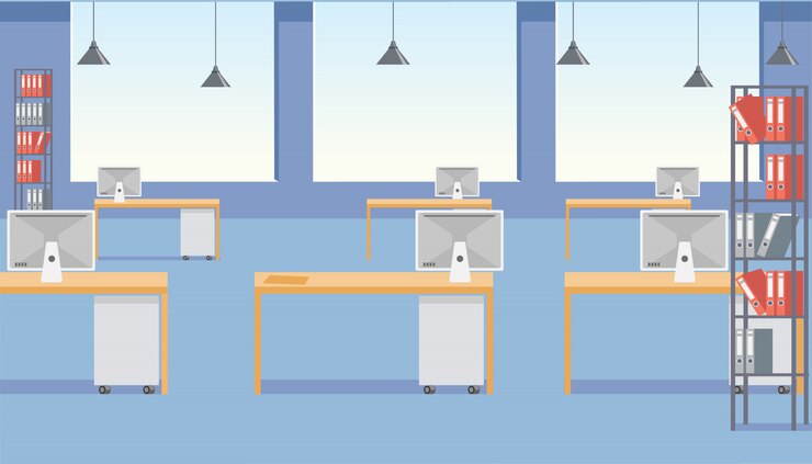 Vector modern business office space flat vector interior