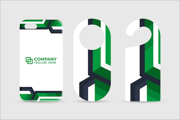 Modern business promotional template design on a phone case and door hangers Brand identity stationery design for advertisement Corporate business promotion and brand identity template bundle