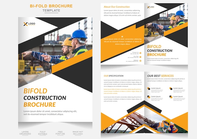 Vector modern business residential construction brochure design and construction company profile design