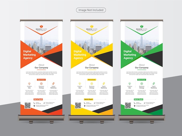 현대 비즈니스 롤업 또는 스탠드 배너 디자인 템플릿.