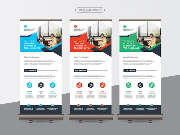 현대 비즈니스 롤업 또는 스탠드 배너 디자인 템플릿.