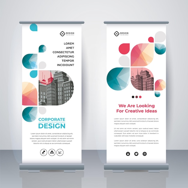 Modern business roll up standee design banner template presentazione e brochure xbanner geometrico e pubblicità flagbanner illustrazione vettoriale